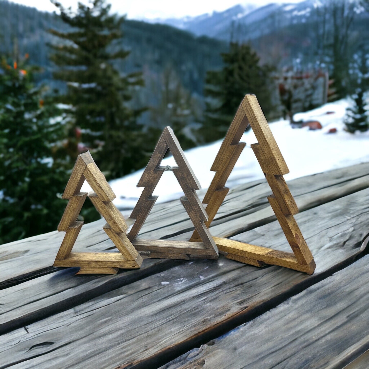 Stained Christmas Tree - Wooden Christmas Tree - Christmas Decorations - Holiday Trees